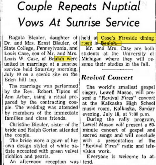 The Original Cherry Hut - July 1971 Nupitals For Case Restaurant (newer photo)